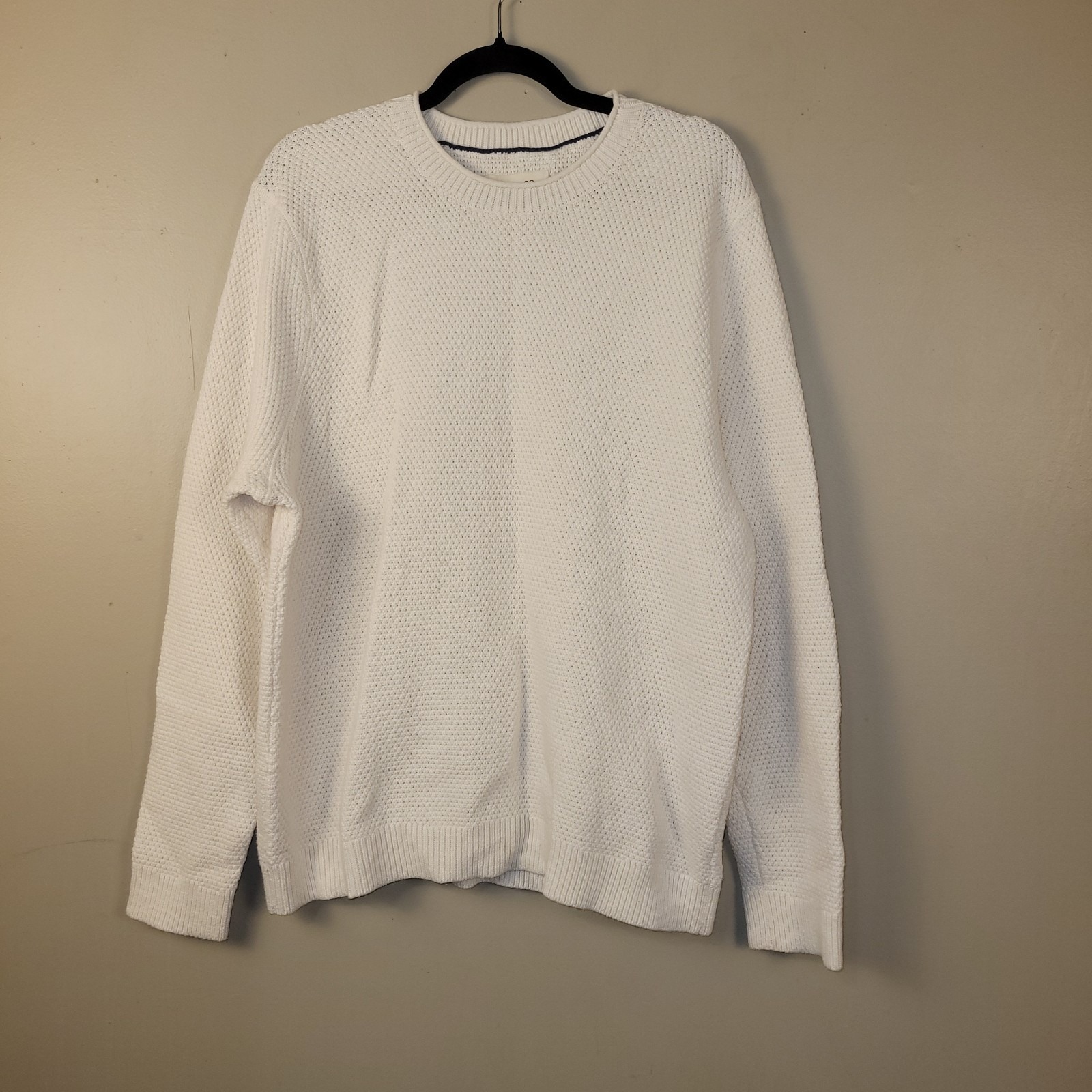 Borgo28 Ivory Waffle Knit Sweater L Cream Textured Cotton Wool Blend Minimalist